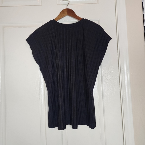 Eileen Fisher Iris Wide Rib Stretch Tencel Square Top | Black | Size XL - Picture 2 of 4